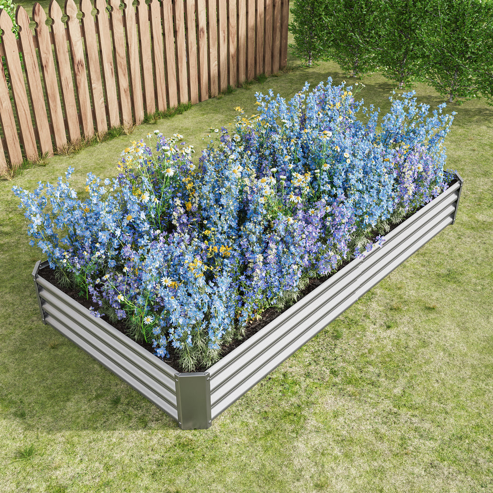 2PCS Silver 8×4×1ft Metal Raised Rectangle Garden Planter Beds Media 3