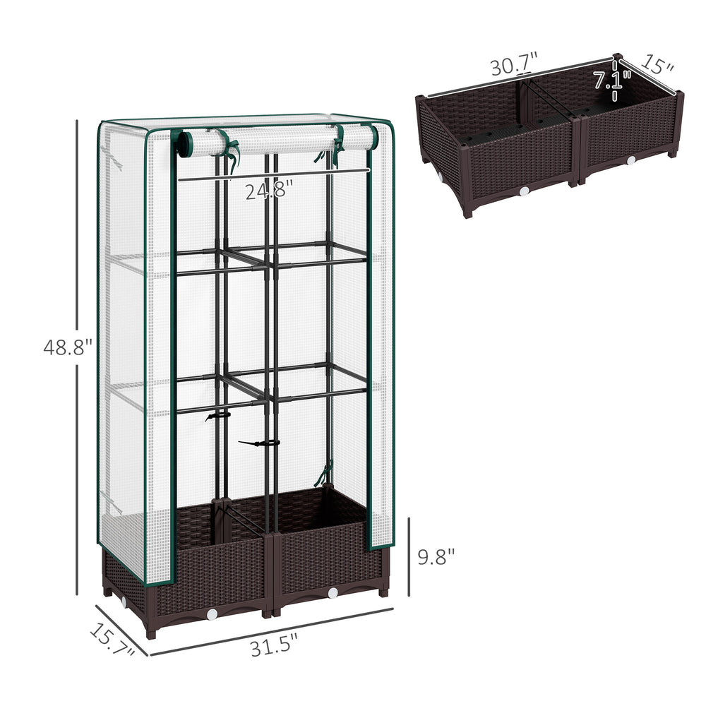 Outdoor Plant Box,Garden Bed with Trellis,with Cover,Drainage Holes and Zipper Door Media 3