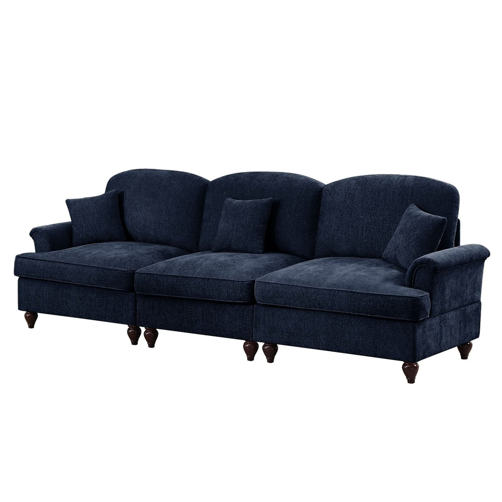 Sofas Chenille Upholstery Three Seater Mid Century Blue Living Room Media 10
