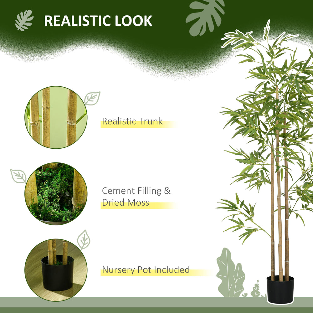 6FT Artificial Bamboo Tree, Faux Decorative Plant in Nursery Pot for Indoor Décor Media 5
