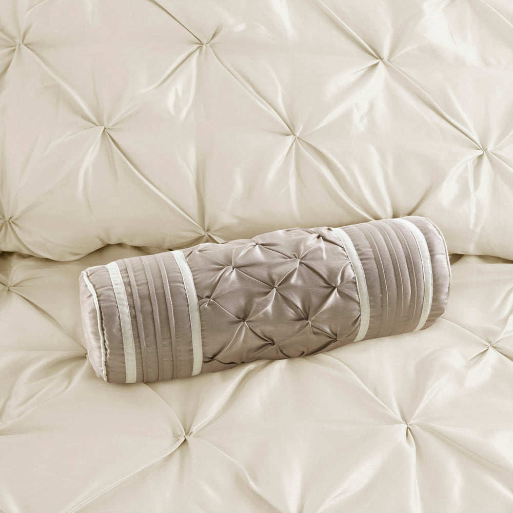 7 Piece Tufted Comforter Set Ivory Full Media 9