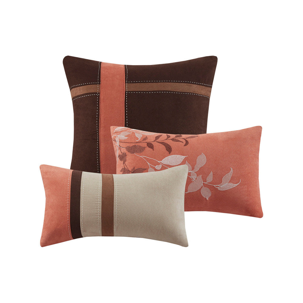 7 Piece Faux Suede Comforter Set Coral King Media 2