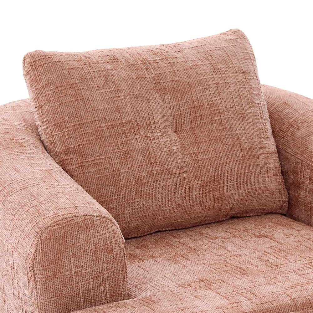 360 Degree Swivel Chair Chenille Pink Dual Layer Cushion Living Room Decor Accent Seating Home Media 13