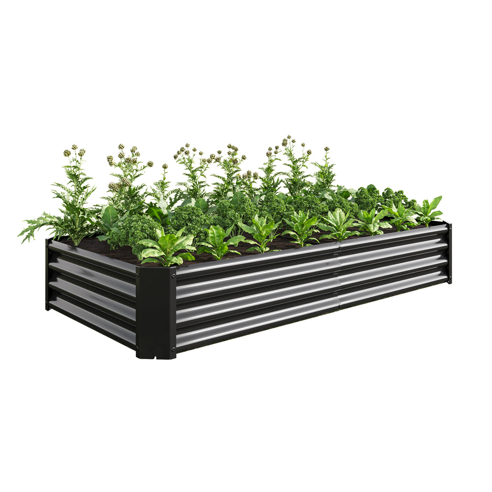 Raised Garden Bed Outdoor, 6×3×1ft , Metal Raised  Rectangle Planter Beds for Plants, Vegetables, and Flowers - Black Media 12