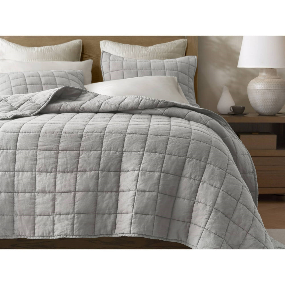 3-Piece King/Cal King Linen Garment Washed Quilt Set,Gray Media 14