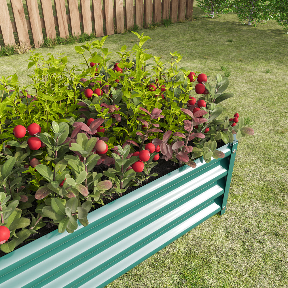 2PCS Green 4×2×1ft Metal Raised Garden Bed, Rectangle Raised Planter for Flowers Plants, Vegetables Herb Media 7