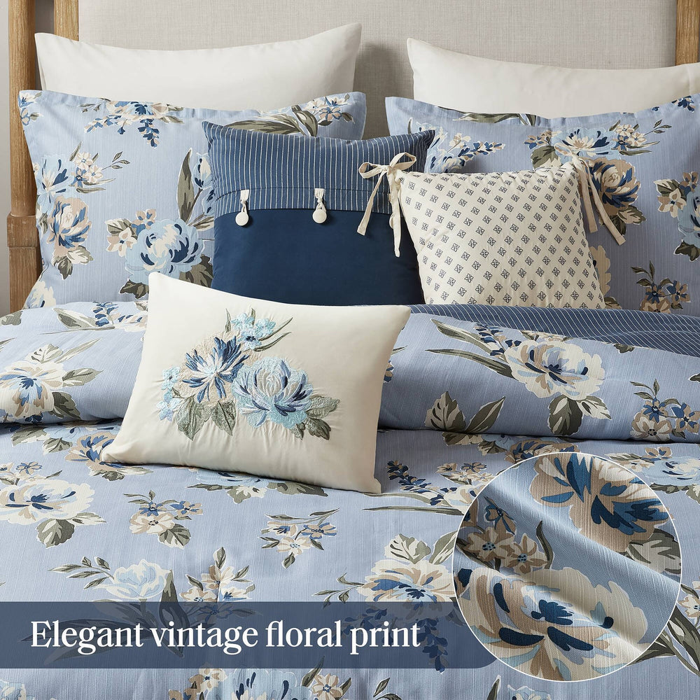 7PCS Cal King Vintage Floral Comforter Set Media 7