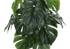 Artificial Plant, 24' Tall, Monstera, Indoor, Faux, Fake, Table, Greenery, Potted, Real Touch, Decorative, Green Leaves, Black Pot perspective