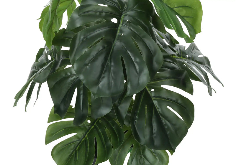 Artificial Plant, 24' Tall, Monstera, Indoor, Faux, Fake, Table, Greenery, Potted, Real Touch, Decorative, Green Leaves, Black Pot