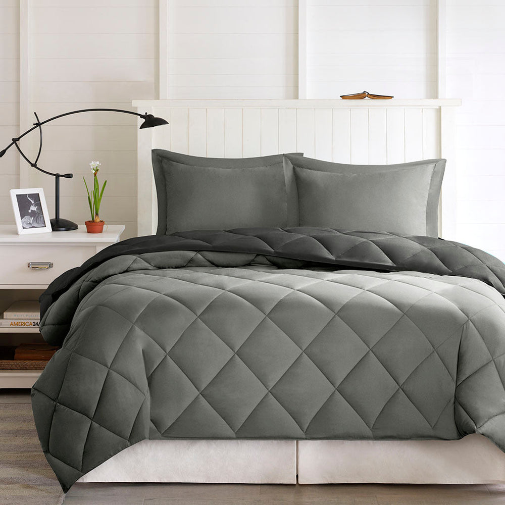 Twin/Twin XL 3M Scotchgard Diamond Quilting Reversible Down Alternative Comforter Set Media 4