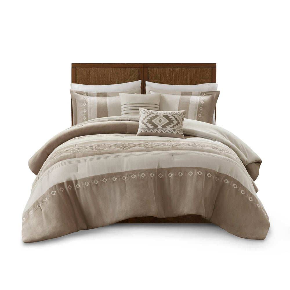 5-Piece Full/Queen Comforter 5pcs Set,Taupe Media 8