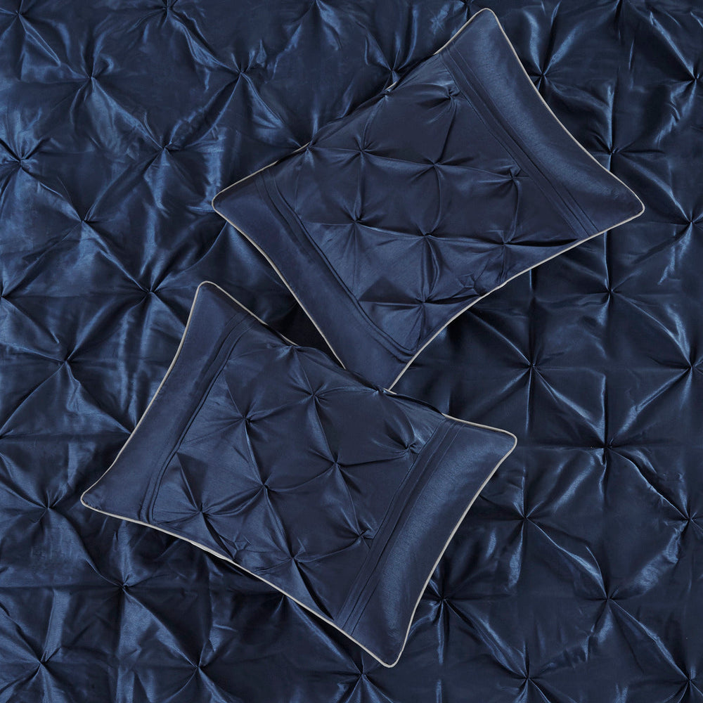 7 Piece Tufted Comforter Set Navy King Media 5