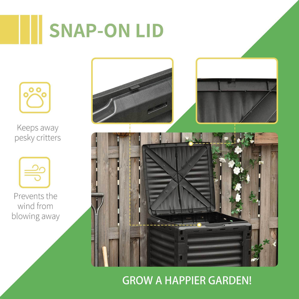 Outsunny Garden Compost Bin 80 Gallon Outdoor Large Capacity Composter Fast Create Fertile Soil Aerating Box, Easy Assembly, Yellow Media 7