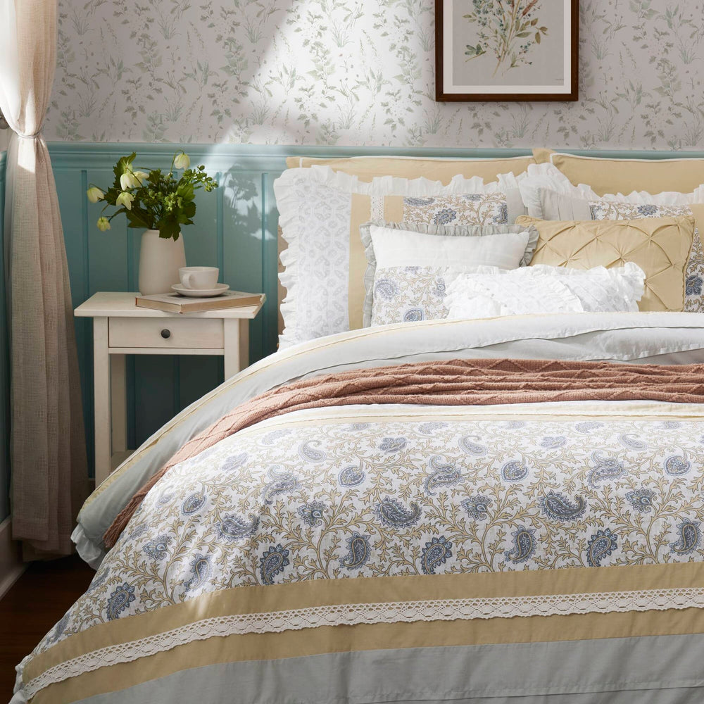 9 Piece Cotton Percale Comforter Set Yellow Queen Media 18
