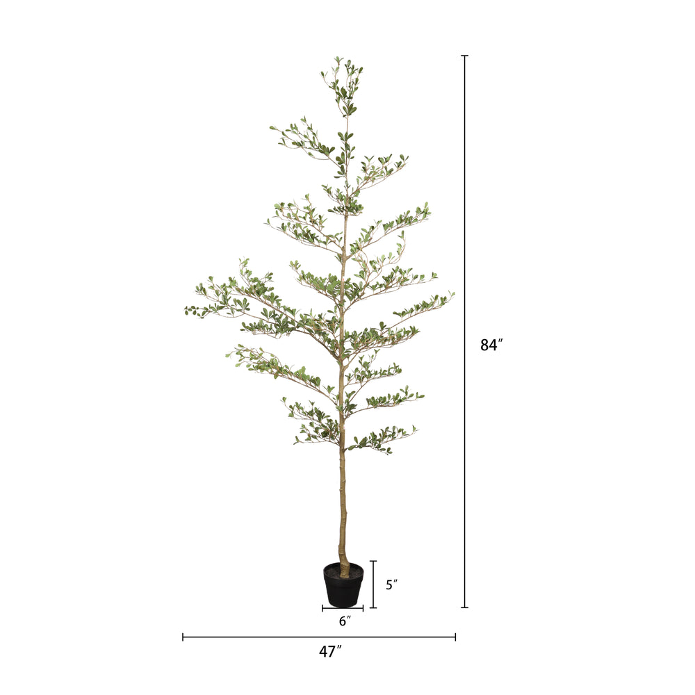 7FT Artificial Black Olive Tree with Black Plastic Pot, Realistic Tall Fake Plant for Indoor Home Living Room Corner Decoration, 1pc/set Media 3
