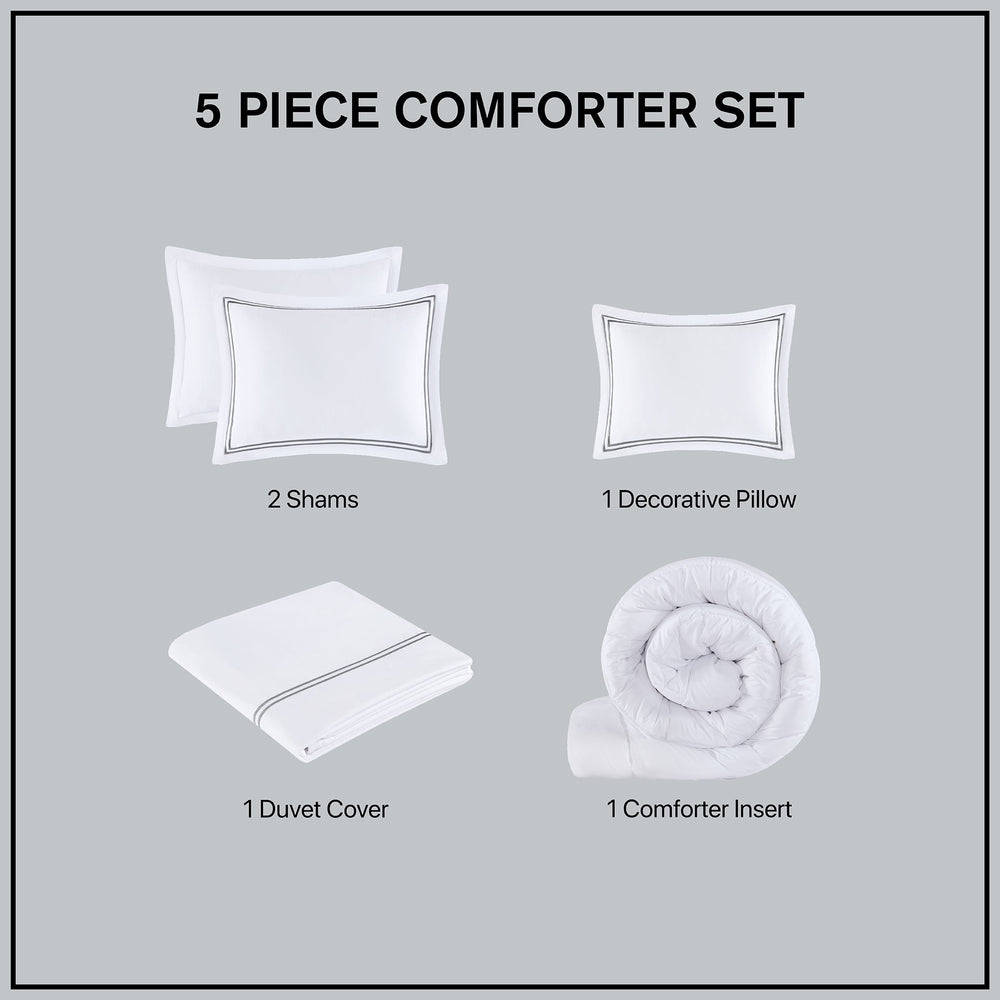 King/Cal King 100% Cotton Sateen Embroidered Comforter Set Media 4