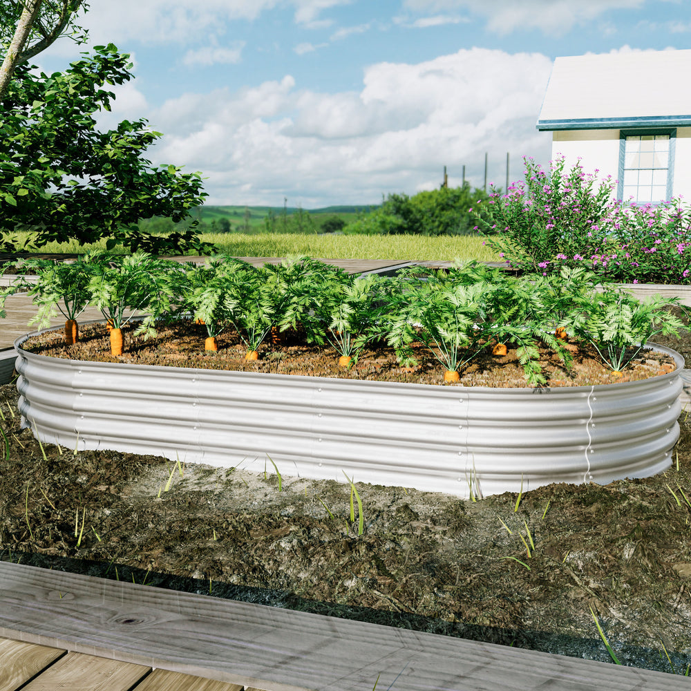 Heavy Duty Galvanized Raised Garden Bed Kit for Vegetables, Flowers & Herbs, Rust-Resistant, Easy Assembly, 8x4x1ft, Silver Media 7