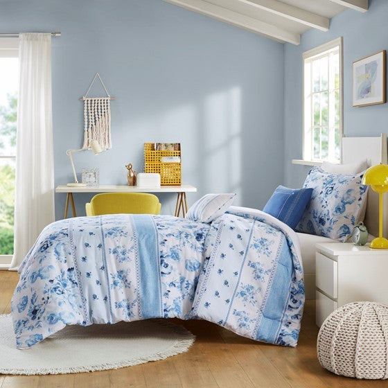 Twin/Twin XL Floral Striped Comforter Set Media 15