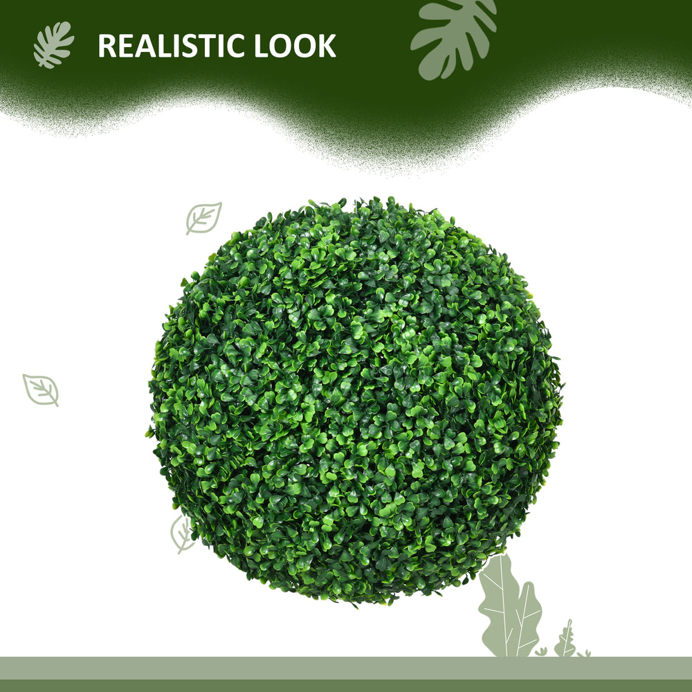 HOMCOM Set of 2 15.75 Inch Artificial Ball Boxwood Topiary Trees Balls, Indoor Outdoor Fake Plants for Home, Office & Living Room Decor Media 6