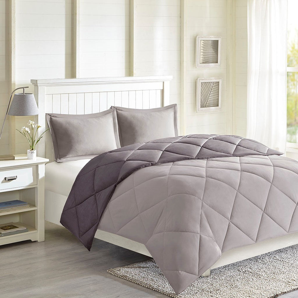 Twin/Twin XL 3M Scotchgard Diamond Quilting Reversible Down Alternative Comforter Set Media 1