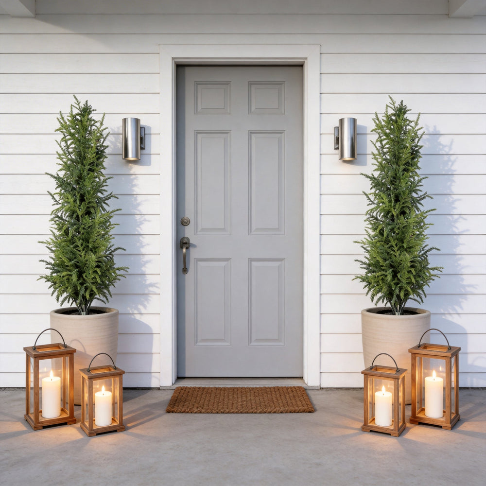 4' Artificial Real Touch  Pine Tree in Black Plastic Pot, 2pc/set Media 2