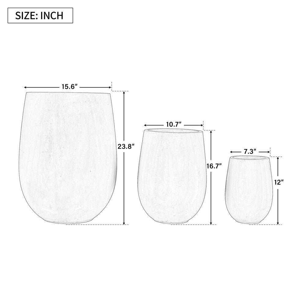 U_STYLE Lightweight Round MGO Outdoor Planter Set-3 Sizes (15.6''/10.74''/7.3''),Large Outdoor Indoor Flower Pots with Drainage Hole,Perfect for Lawn, Patio, Poolside & Indoor Decor Media 10
