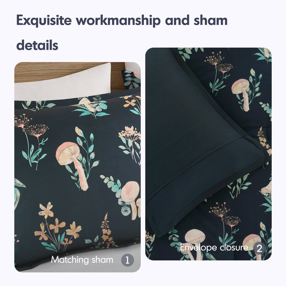 3- Piece Twin/Twin XL Mushroom Garden Comforter Set Media 6