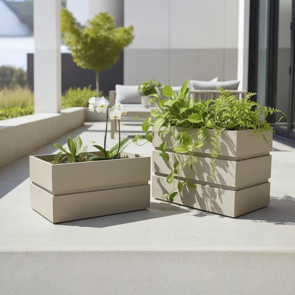 Rectanglar Terrace Planter Short - Ash Brown Media 7