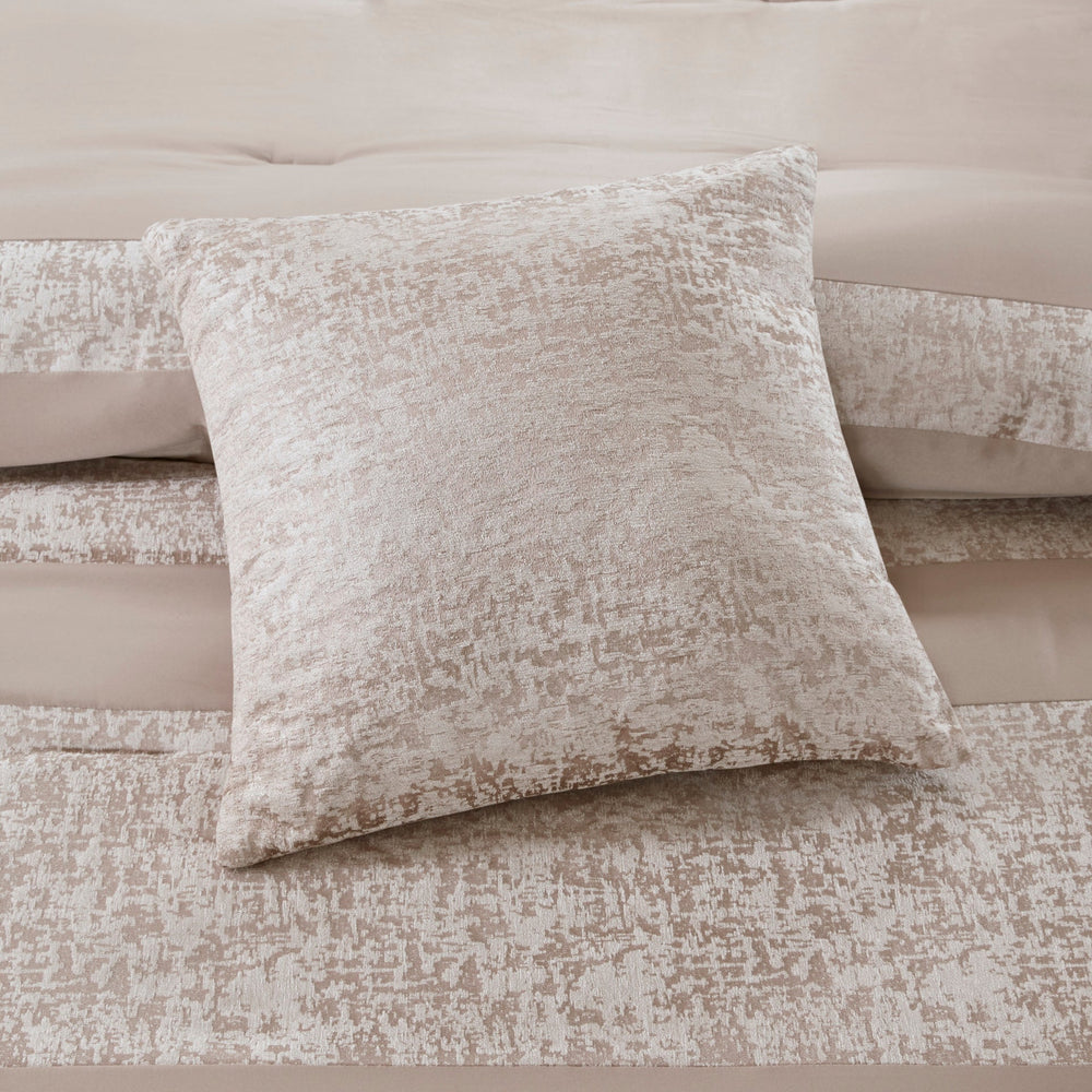 7 Piece Chenille Jacquard Comforter Set Taupe Cal King Media 10