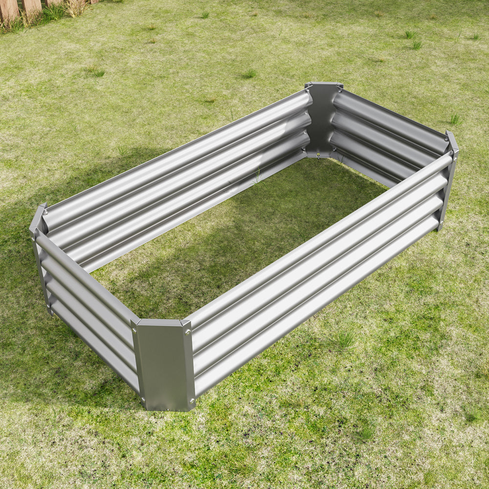 Metal Raised Garden Bed, Rectangle Raised Planter 4×2×1ft  for Flowers Plants, Vegetables Herb  Silver Media 6