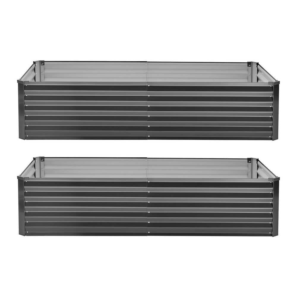 2 Pack Galvanized Raised Garden Beds, 6.67 x 3.35 x 1.51 ft, Rectangular Metal Planter Boxes Kit Outdoor, Elevated Planting Box with Gloves, Alu-Zinc, for Growing Flowers Vegetables, Dark Gray Media 1