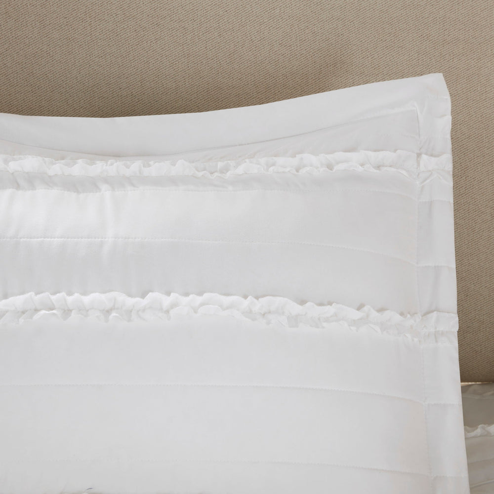5 Piece   Ruffled Comforter Set White Cal King Media 3