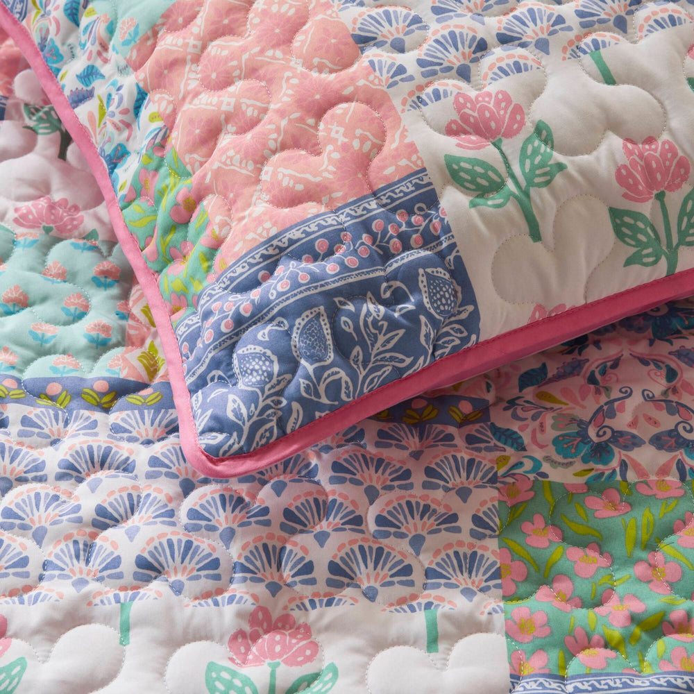 4-Piece Full/Queen 4pcs Quilt Set,Pink Media 12