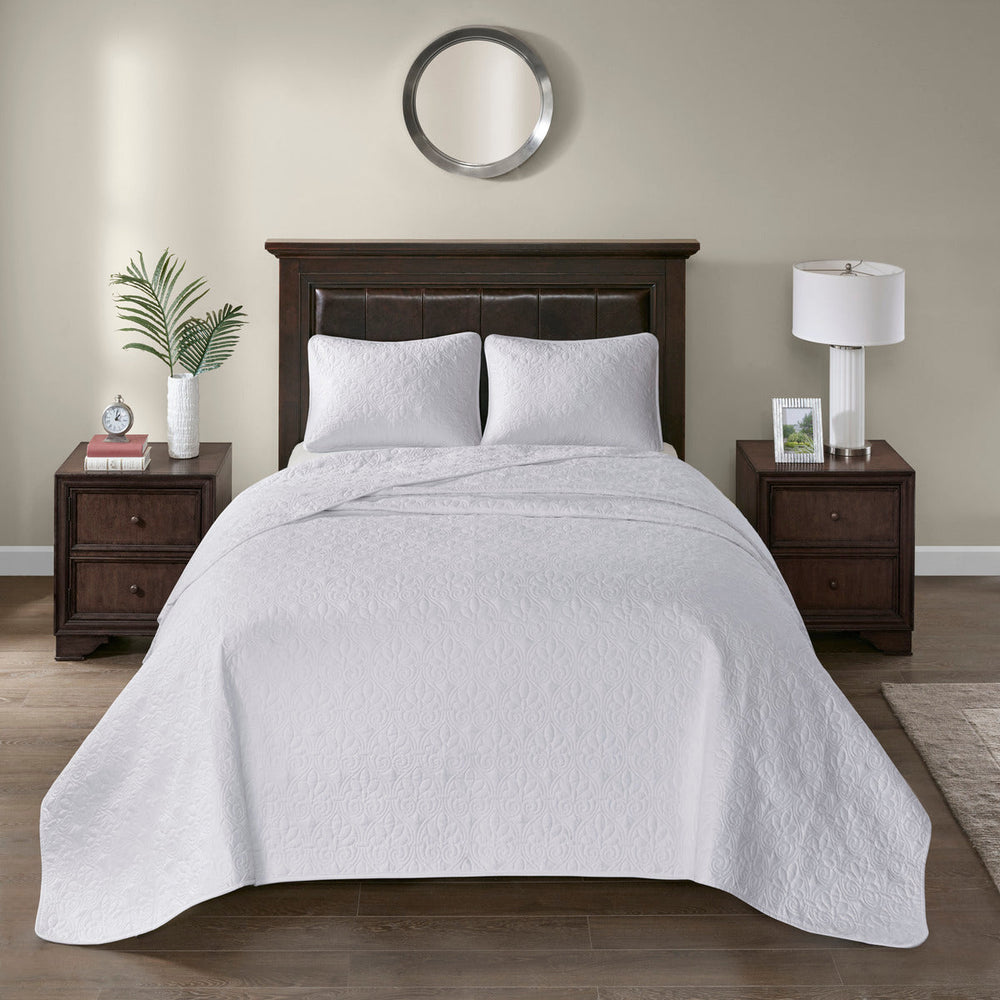 Reversible Bedspread Set White King Media 6