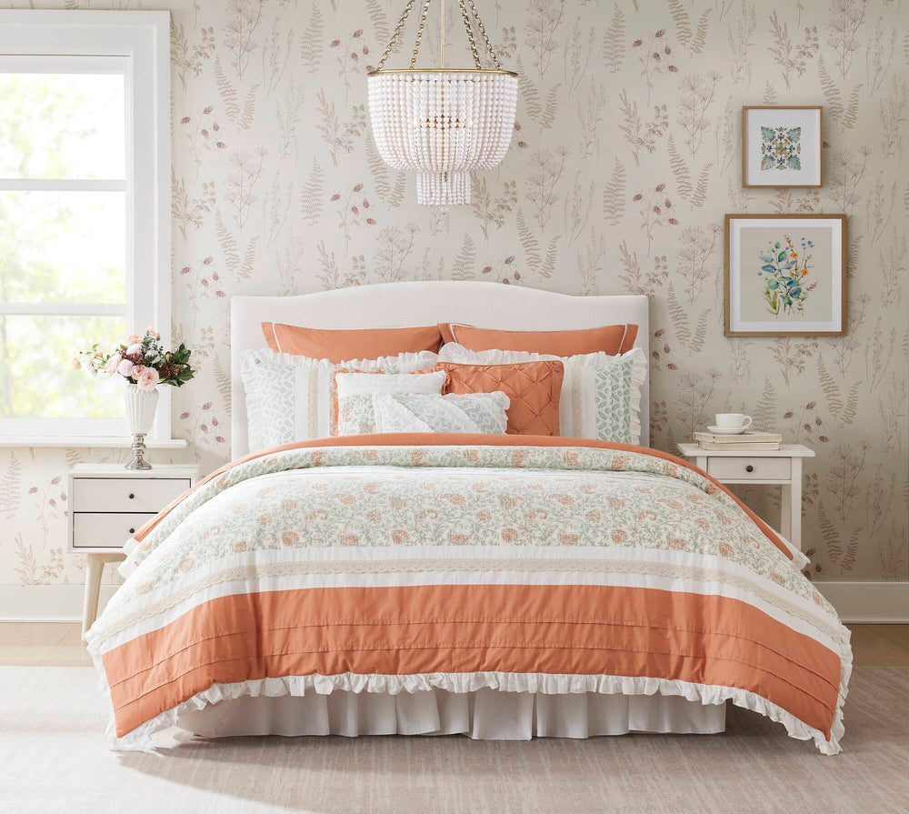 9 Piece Cotton Percale Comforter Set Coral Cal King Media 16