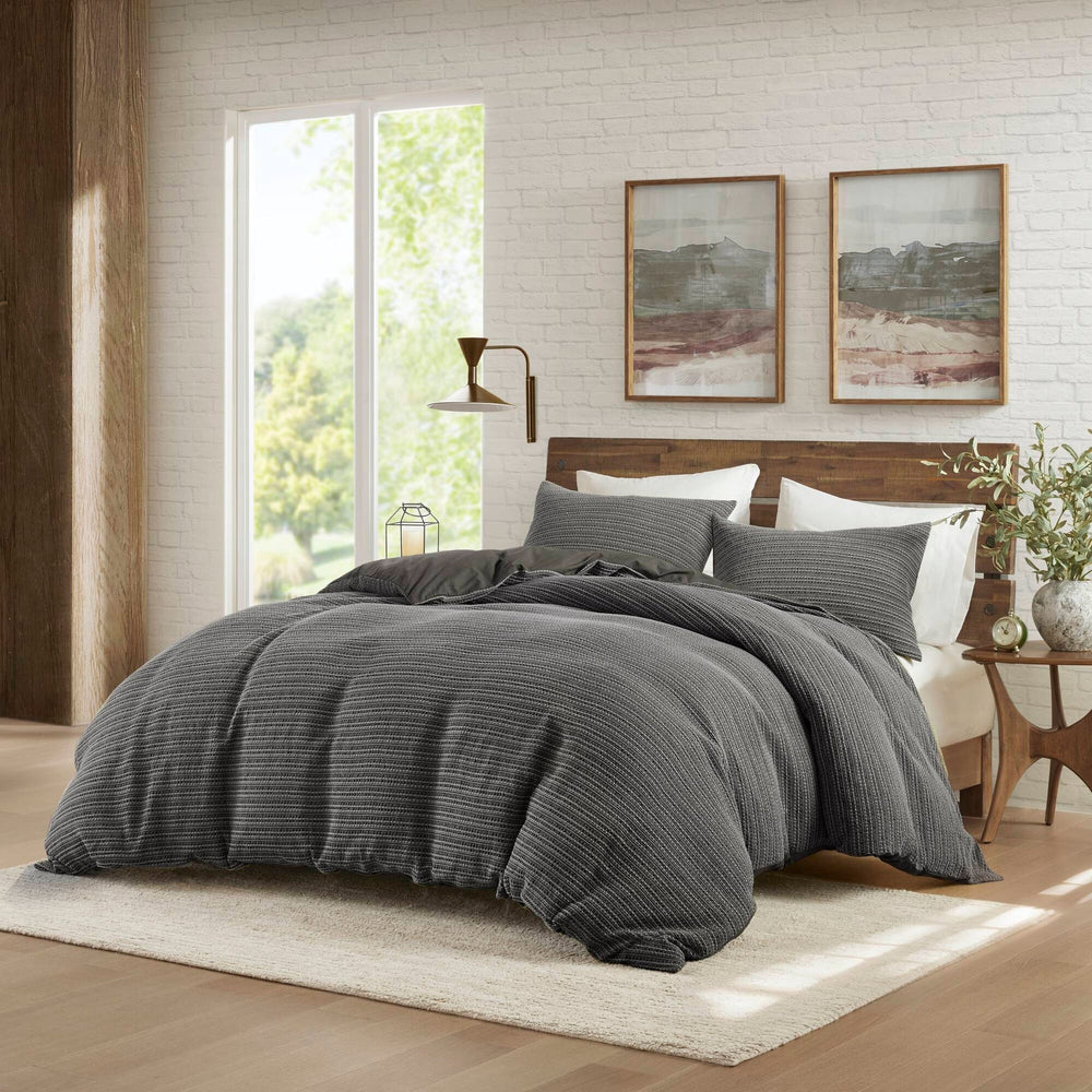3PCS Full/Queen Waffle Washed Duvet Set Media 1