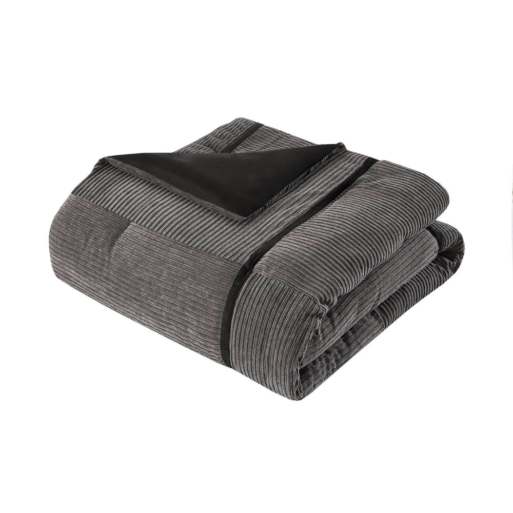 7 Piece Micro Corduroy Comforter Set Grey King Media 12