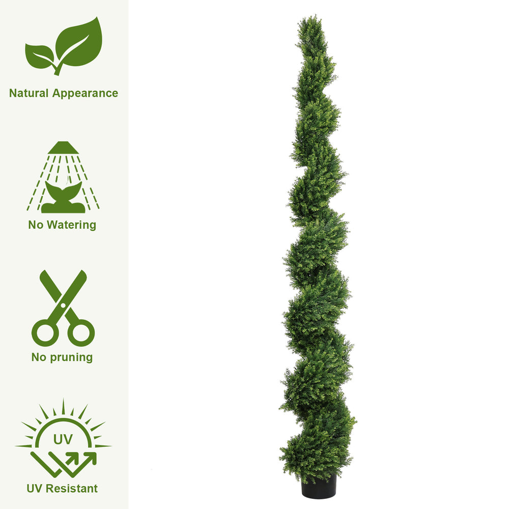 7FT Tall Artificial Two-Tone Cypress Pine Tree – Realistic Lifelike Faux Greenery with Natural Dual Color Leaves for Indoor Outdoor Home Office Decoration, Potted Fake Tree, 1pc/set Media 4