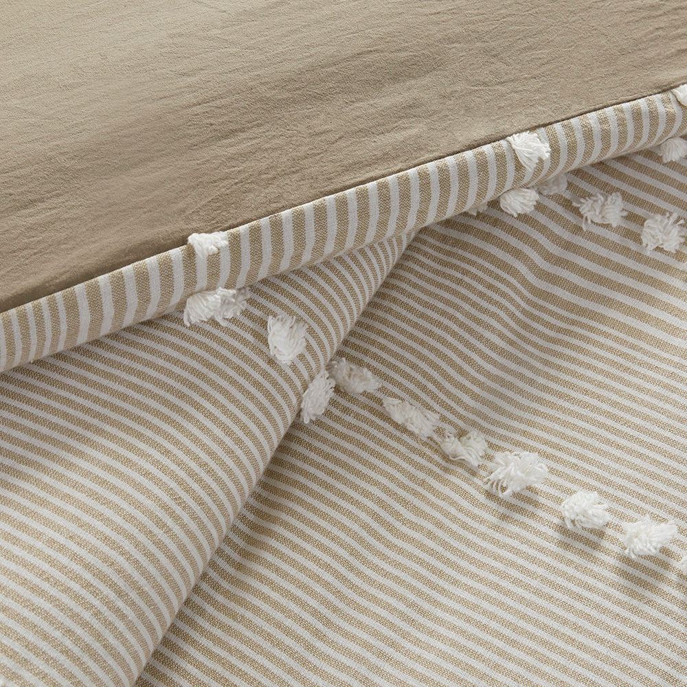 Full/Queen 3 Piece Cotton Yarn Dyed Duvet Cover Set Media 8
