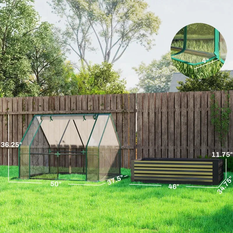 2-in-1 Raised Planter Greenhouse,Raised Garden Bed,Planter Raised Bed Media 9