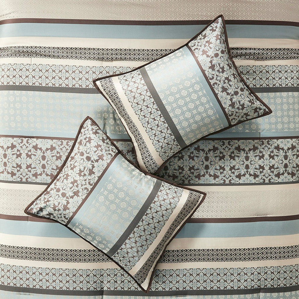 7 Piece Comforter Set Blue Cal King Media 3