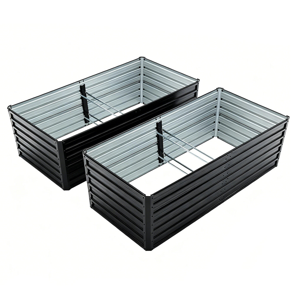 2-Pack 6x3x2 FT Galvanized Metal Raised Garden Beds, Reinforced Rustproof Colored Steel Planter Boxes for Vegetables, Flowers, Herbs and Succulents Outdoor Media 8