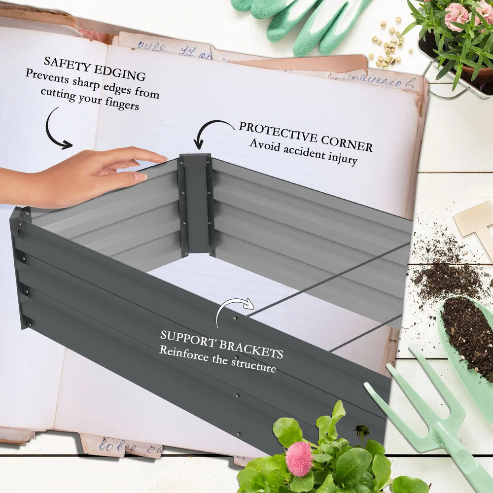 Galvanized Raised Garden Bed Kit for Flowers, Herbs and Vegetables Media 5