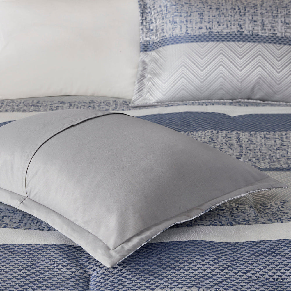 7 Piece Jacquard Comforter Set Navy King Media 10