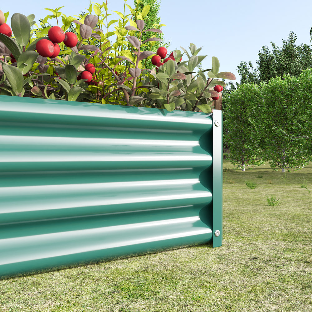 2PCS Green 4×2×1ft Metal Raised Garden Bed, Rectangle Raised Planter for Flowers Plants, Vegetables Herb Media 8