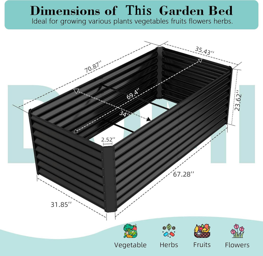 6x3x2ft Galvanized Raised Garden Bed, Outdoor Planter Garden Boxes Large Metal Planter Box for Gardening Vegetables Fruits Flowers, Dark Gray Media 2