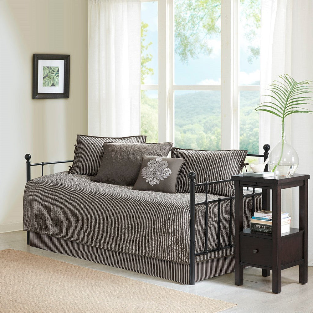 6 Piece Reversible Daybed Cover Set Dark Grey Daybed Media 12