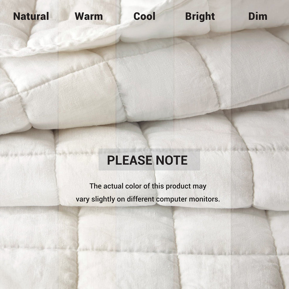 3-Piece Full/Queen Linen Garment Washed Quilt Set,White Media 6
