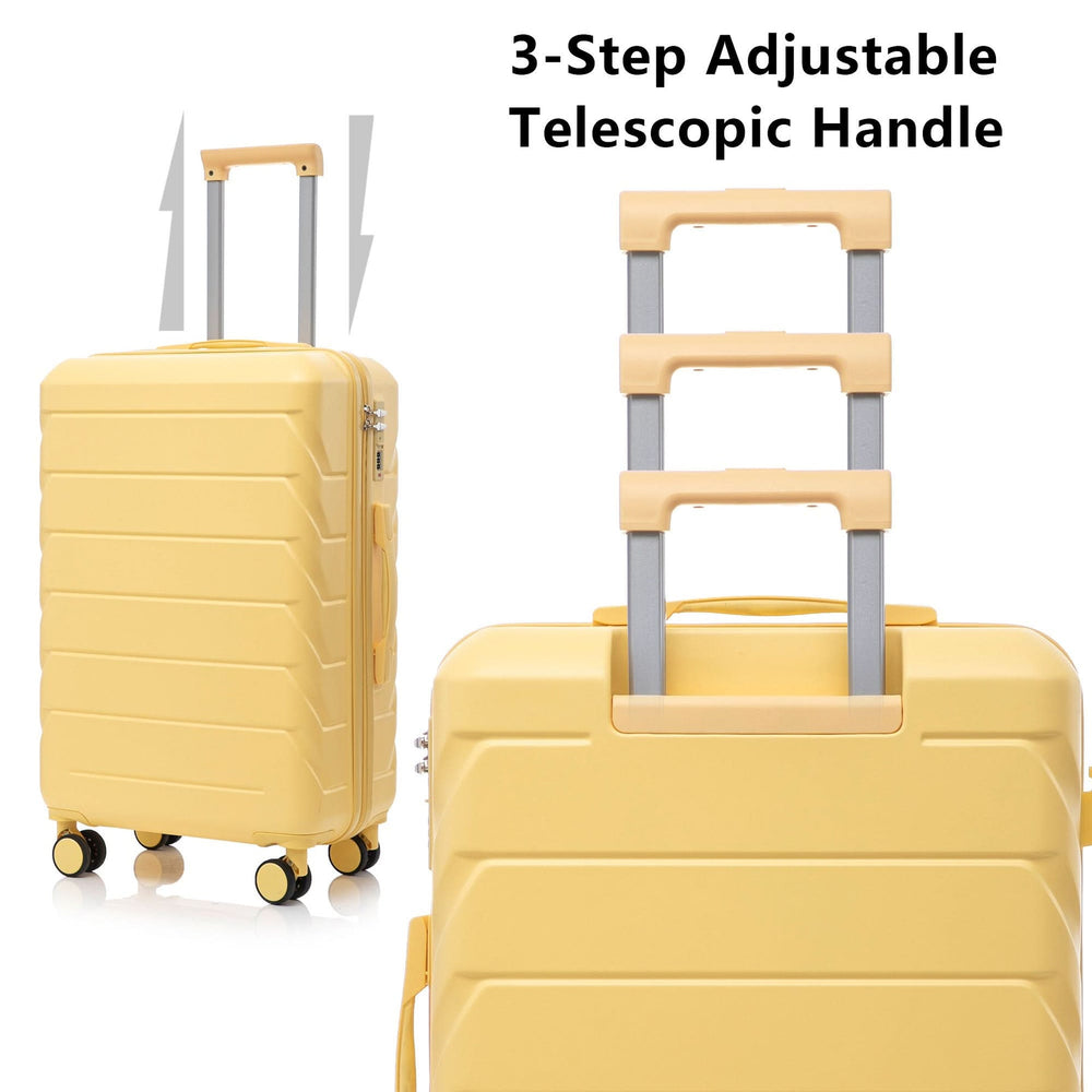 ABS Luggage Set Spinner Wheel 3-Piece Yellow Waterproof Travel Case 20 24 28 Inch Media 12