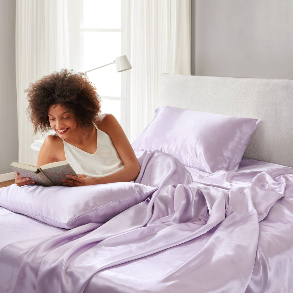 6 PCS Queen Luxury Sheet Set Lilac Media 12